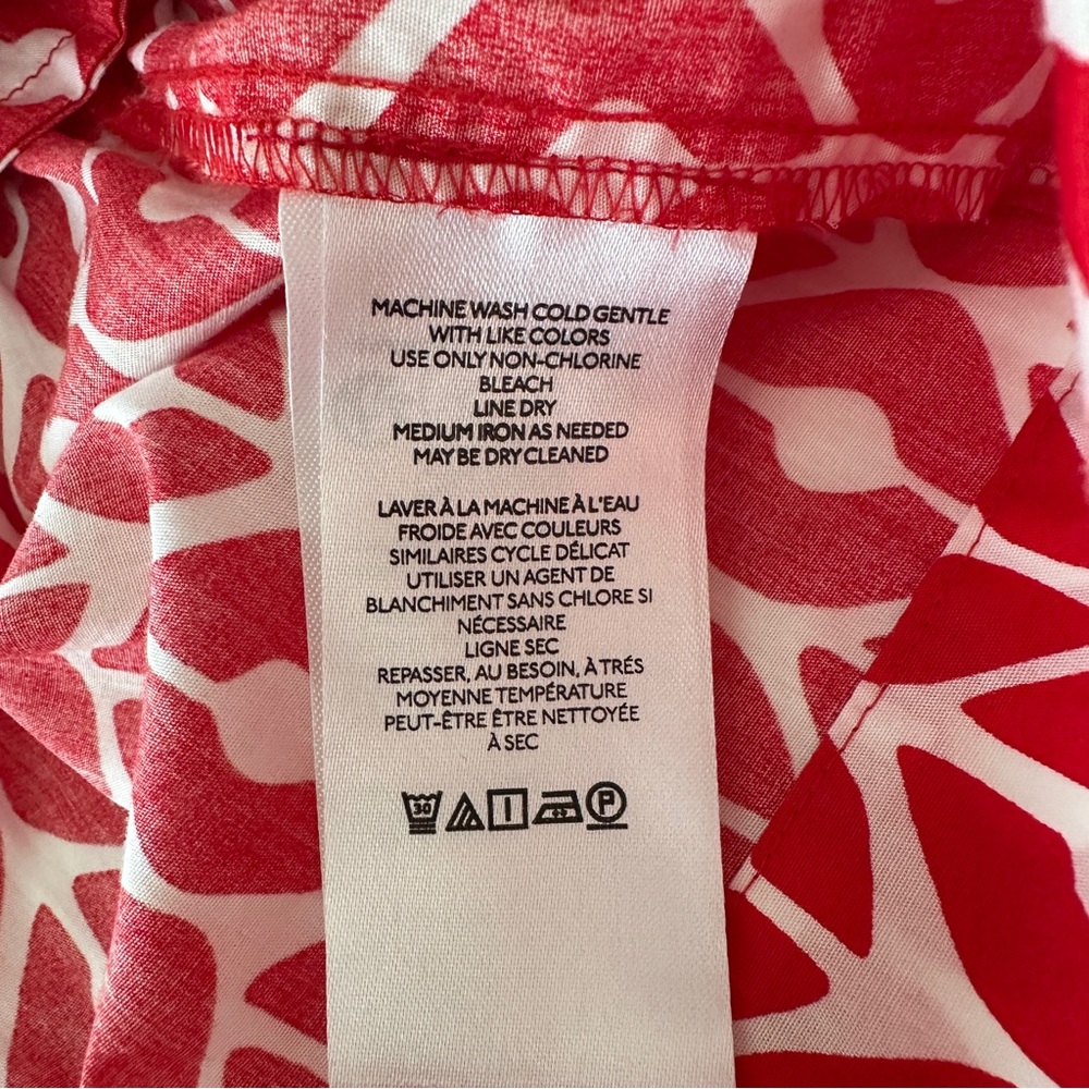 Anthropologie Red White Somerset Mini Dress Size Large Short Sleeve V-Neck - Picture 4 of 4